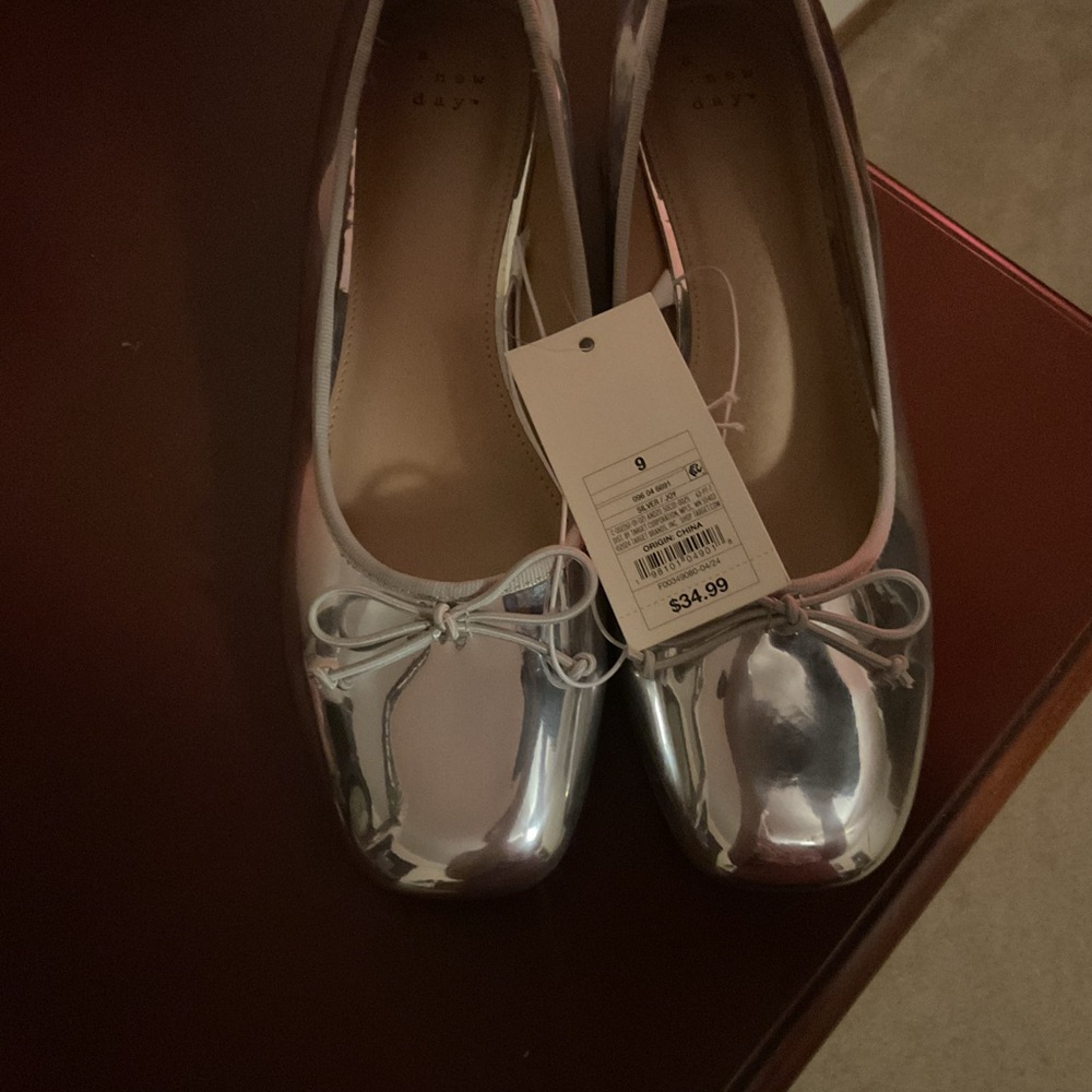a new day Metallic Silver Flats
